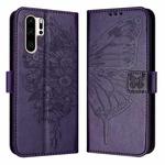 For Huawei P30 Pro Embossed Butterfly Leather Phone Case(Dark Purple)