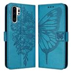 For Huawei P30 Pro Embossed Butterfly Leather Phone Case(Blue)
