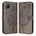 For Huawei P40 Lite 4G / Nova 6 SE Embossed Butterfly Leather Phone Case(Grey)