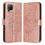 For Huawei P40 Lite 4G / Nova 6 SE Embossed Butterfly Leather Phone Case(Rose Gold)