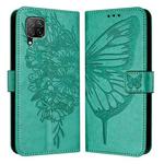 For Huawei P40 Lite 4G / Nova 6 SE Embossed Butterfly Leather Phone Case(Green)