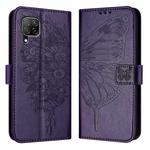 For Huawei P40 Lite 4G / Nova 6 SE Embossed Butterfly Leather Phone Case(Dark Purple)