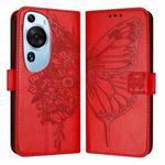 For Huawei P60 Art Embossed Butterfly Leather Phone Case(Red)