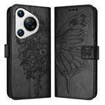 For Huawei Pura 70 Embossed Butterfly Leather Phone Case(Black)