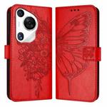 For Huawei Pura 70 Pro Embossed Butterfly Leather Phone Case(Red)