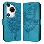 For Huawei Pura 70 Pro Embossed Butterfly Leather Phone Case(Blue)