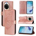 For Huawei nova 14 5G Embossed Butterfly Leather Phone Case(Rose Gold)