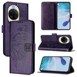 For Huawei nova 14 5G Embossed Butterfly Leather Phone Case(Dark Purple)