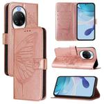 For Huawei nova 14 Pro 5G Embossed Butterfly Leather Phone Case(Rose Gold)