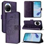 For Huawei nova 14 Pro 5G Embossed Butterfly Leather Phone Case(Dark Purple)