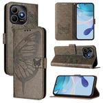 For Huawei Enjoy 80s 4G Embossed Butterfly Leather Phone Case(Grey)