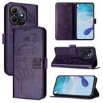For Huawei Enjoy 80s 4G Embossed Butterfly Leather Phone Case(Dark Purple)