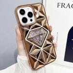 For iPhone 14 Pro Diamond Electroplated Glitter Paper Phone Case(Gold)