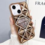 For iPhone 13 Diamond Electroplated Glitter Paper Phone Case(Gold)