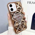 For iPhone 12 Diamond Electroplated Glitter Paper Phone Case(Gold)
