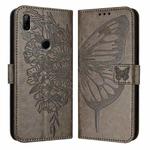 For Honor 9X Global / Huawei P Smart Z Embossed Butterfly Leather Phone Case(Grey)