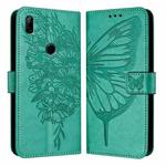 For Honor 9X Global / Huawei P Smart Z Embossed Butterfly Leather Phone Case(Green)