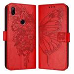 For Honor 9X Global / Huawei P Smart Z Embossed Butterfly Leather Phone Case(Red)