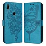 For Honor 9X Global / Huawei P Smart Z Embossed Butterfly Leather Phone Case(Blue)