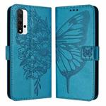 For Honor 20 / 20 Pro / 20S Embossed Butterfly Leather Phone Case(Blue)