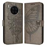 For Honor 50 Lite / Huawei Nova 8i Embossed Butterfly Leather Phone Case(Grey)