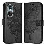 For Honor 50 Pro / Huawei Nova 9 Pro Embossed Butterfly Leather Phone Case(Black)