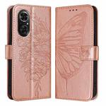 For Honor 50 SE / Huawei Nova 9 SE Embossed Butterfly Leather Phone Case(Rose Gold)