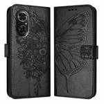 For Honor 50 SE / Huawei Nova 9 SE Embossed Butterfly Leather Phone Case(Black)