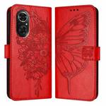 For Honor 50 SE / Huawei Nova 9 SE Embossed Butterfly Leather Phone Case(Red)