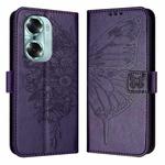 For Honor 60 Embossed Butterfly Leather Phone Case(Dark Purple)