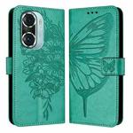 For Honor 60 Pro Embossed Butterfly Leather Phone Case(Green)
