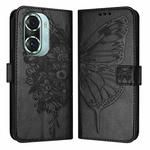 For Honor 60 Pro Embossed Butterfly Leather Phone Case(Black)