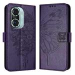 For Honor 60 Pro Embossed Butterfly Leather Phone Case(Dark Purple)