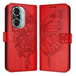 For Honor 60 Pro Embossed Butterfly Leather Phone Case(Red)