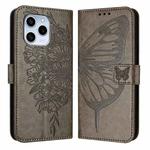 For Honor 60 SE Embossed Butterfly Leather Phone Case(Grey)