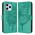 For Honor 60 SE Embossed Butterfly Leather Phone Case(Green)