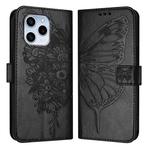 For Honor 60 SE Embossed Butterfly Leather Phone Case(Black)