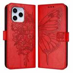 For Honor 60 SE Embossed Butterfly Leather Phone Case(Red)