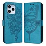 For Honor 60 SE Embossed Butterfly Leather Phone Case(Blue)