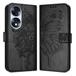 For Honor 70 Embossed Butterfly Leather Phone Case(Black)