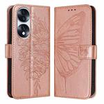 For Honor 70 Pro Embossed Butterfly Leather Phone Case(Rose Gold)