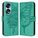 For Honor 70 Pro Embossed Butterfly Leather Phone Case(Green)