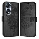 For Honor 70 Pro Embossed Butterfly Leather Phone Case(Black)