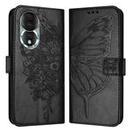 For Honor 80 Embossed Butterfly Leather Phone Case(Black)