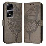 For Honor 80 GT Embossed Butterfly Leather Phone Case(Grey)