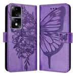 For Honor 80 GT Embossed Butterfly Leather Phone Case(Purple)