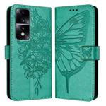 For Honor 80 GT Embossed Butterfly Leather Phone Case(Green)