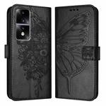 For Honor 80 GT Embossed Butterfly Leather Phone Case(Black)