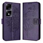 For Honor 80 GT Embossed Butterfly Leather Phone Case(Dark Purple)