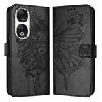 For Honor 90 Embossed Butterfly Leather Phone Case(Black)